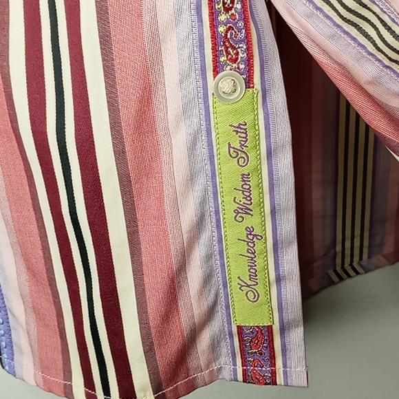 Robert Graham Stripped Pink, Purple, Red, Ivory Long-Sleeved - Picture 6 of 9